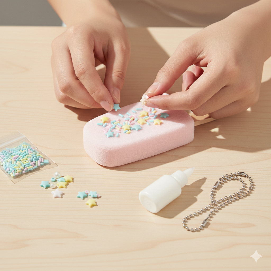 ウレタンDIYチャームを制作している手元（体験イメージ）